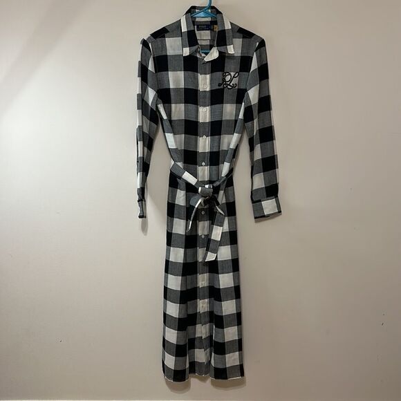 Polo Ralph Lauren Embellished Logo Wool Long Shirtdress size 2 - Picture 9 of 10
